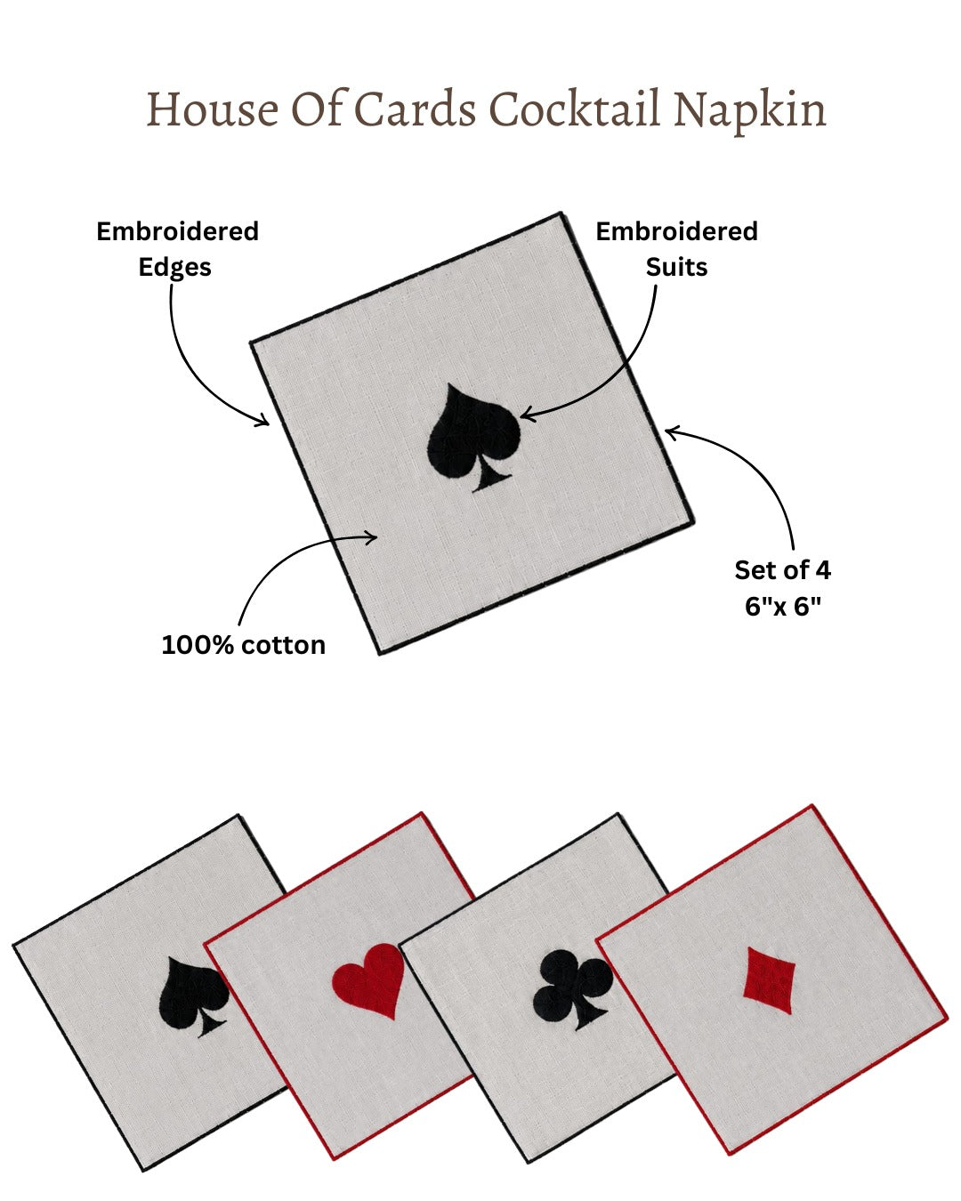 The House of Cards Cocktail Napkins | Set of 4