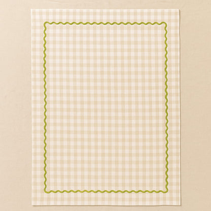 Beige Gingham Cotton Picnic Mat | Classic Check Print