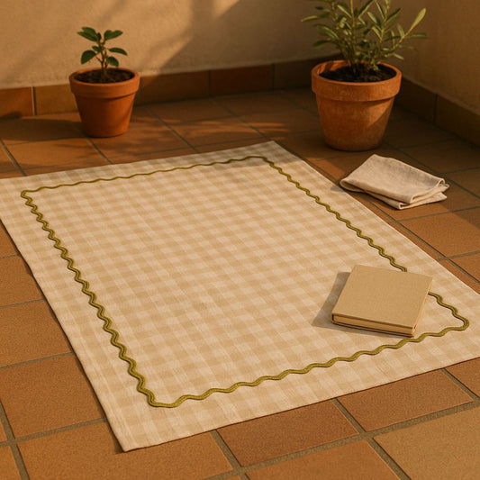 Gingham Beige Picnic/ Table Mat