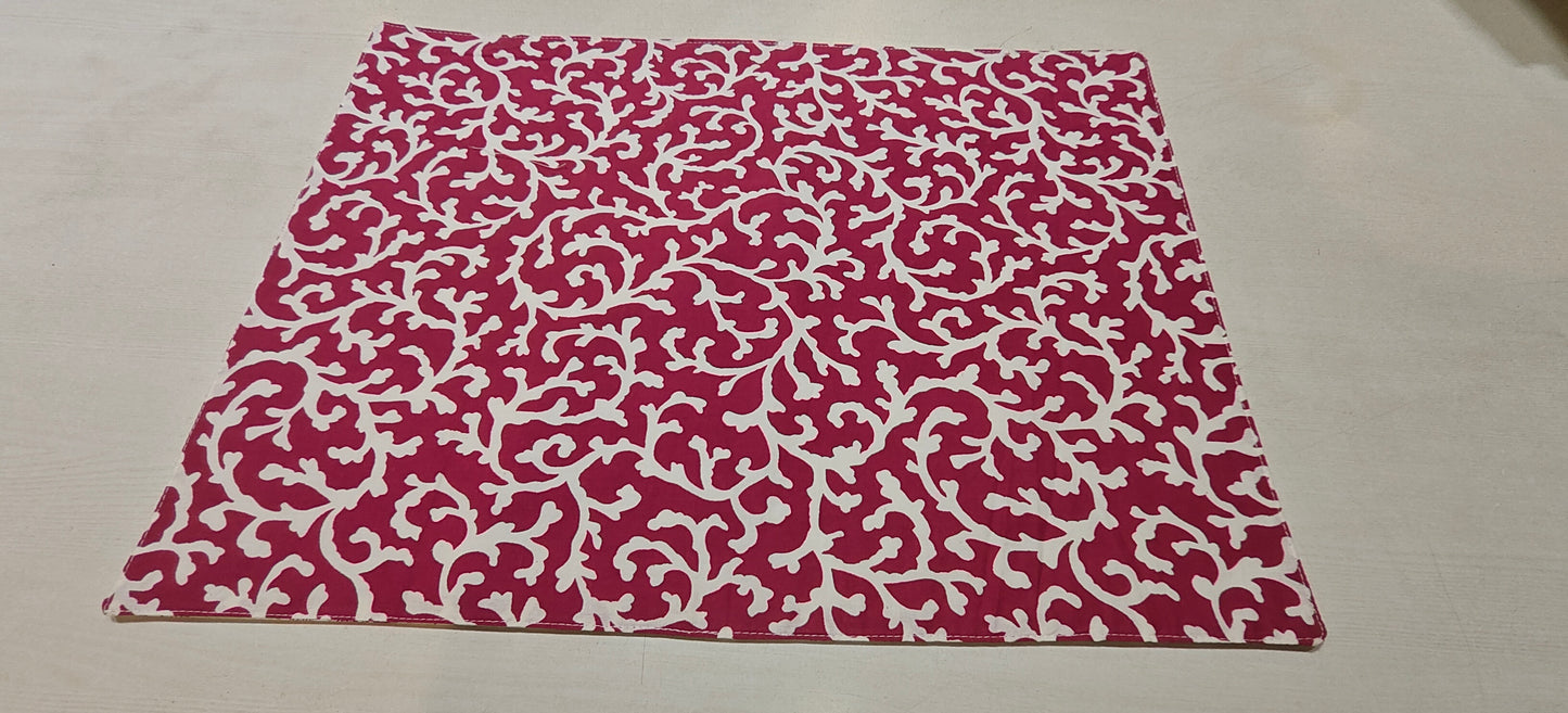 Red floral print detail on cotton placemat - Viraasa
