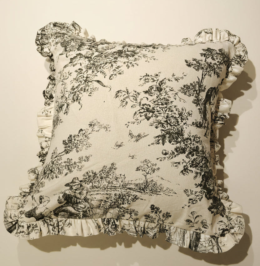 Grey Toile cushion alternative view - Viraasa luxury home