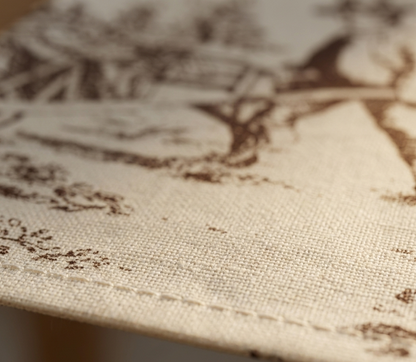 Close-up of Brown Toile cotton napkin fabric - Viraasa luxury