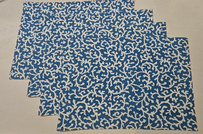 Blue floral placemat set full view - Viraasa luxury dining linens