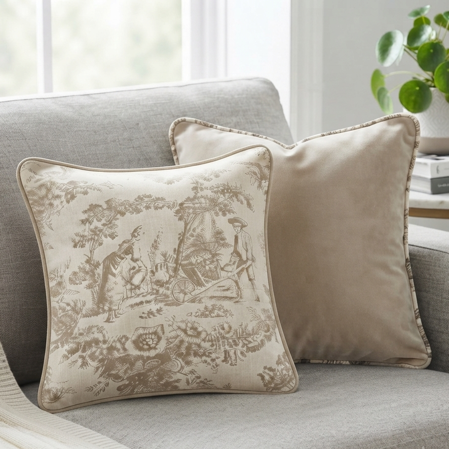 Beige Contrast Duo | Filled Cushion Set of 2