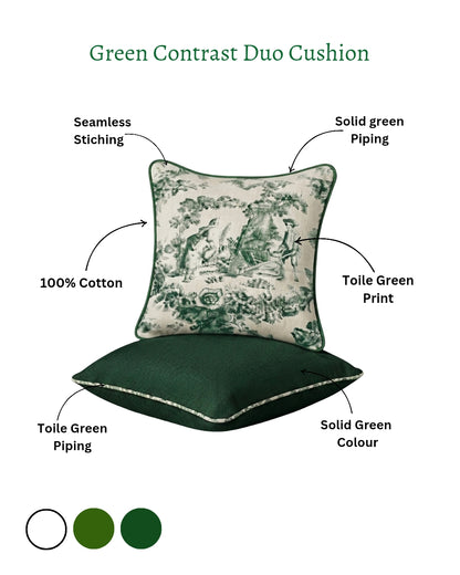 Green Contrast Duo | Filled Cushion Set of 2