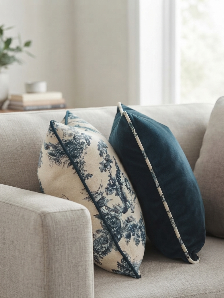 Blue Contrast Duo | Filled Cushion Set of 2