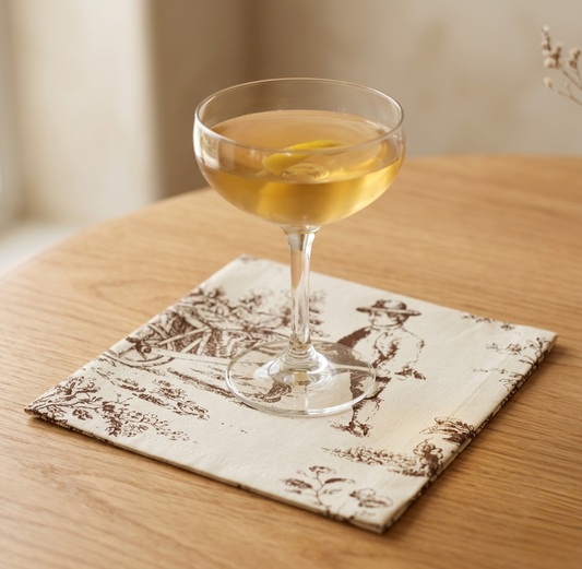 Brown Toile de Jouy Cocktail Napkins Set of 6 - Viraasa luxury French dining