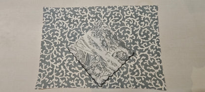 Close-up of grey floral cotton fabric - Viraasa luxury dining