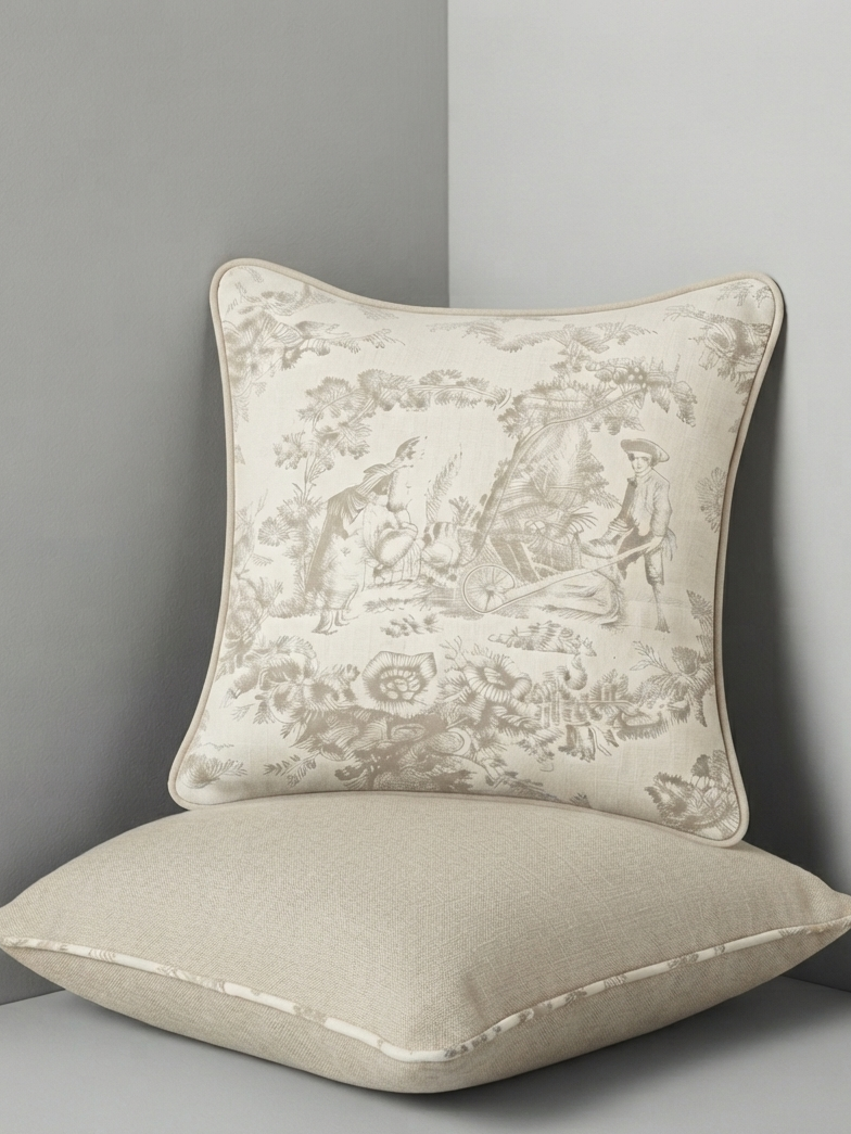 Beige Contrast Duo | Filled Cushion Set of 2
