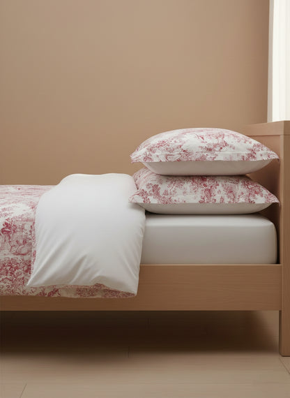 Red Toile de Jouy Duvet Cover Set | Luxury French Print Bedding