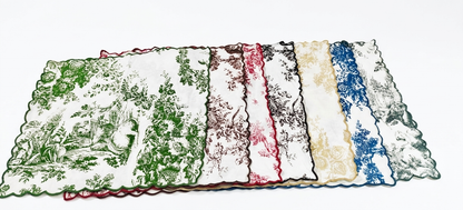 Noir Black Toile de Jouy Hand-Embroidered Napkins | Set of 6