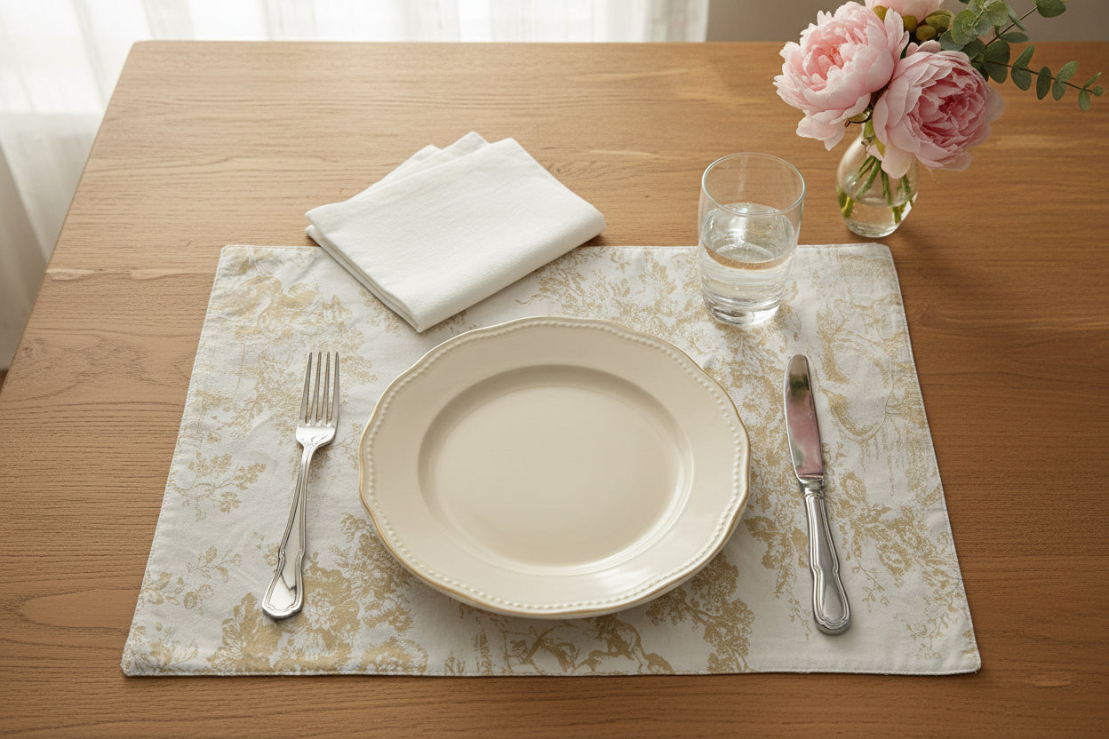 Beige floral pattern Placemat  on a beige background