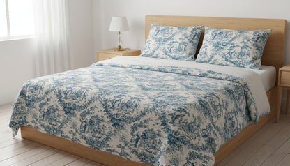 Blue Toile de Jouy Duvet Cover Set | Luxury French Print Bedding