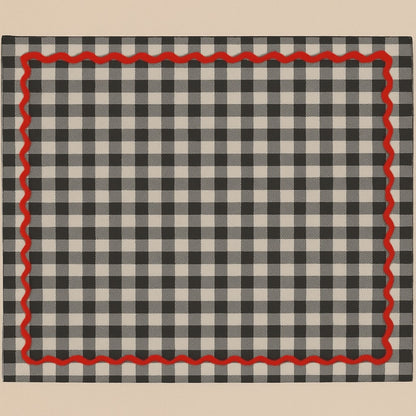 Black Gingham Cotton Table Cover| Classic Check Print